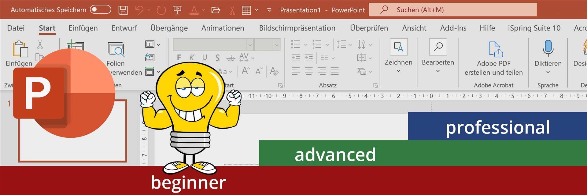 Bild Header, welches die Grundstufe für den Kurs PowerPoint zeigt