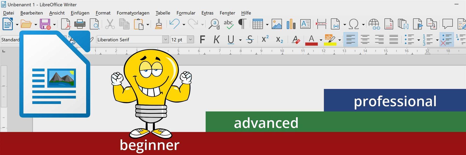 Bild Header, welches die Grundstufe für den Kurs Writer zeigt